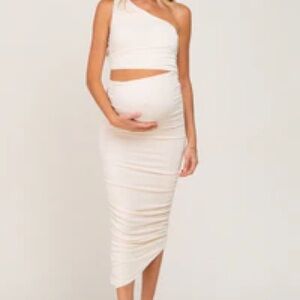 Pinkblush Cream Asymmetrical Maternity Dress